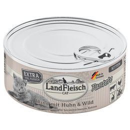 Produktbild von LandFleisch Kitten Pastete Rind mit Huhn und Wild 6 x 100 g mit hohem Fleischanteil - 6 x 100 g