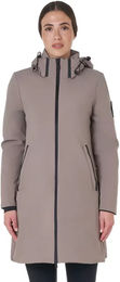 Lange Daunenjacke mit Kapuze für Damen von Equestro in Grau oder Taupe Größe XL – Bild 1 von 1