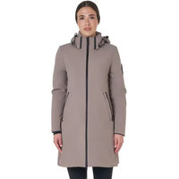 Produktbild von Lange Daunenjacke mit Kapuze für Damen von Equestro in Grau oder Taupe Größe XL