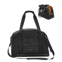 Produktbild von Larkson Hundetransportbox für kleine Hunde und Katzen bis 12kg Schwarz wasserabweisend aus Polyester