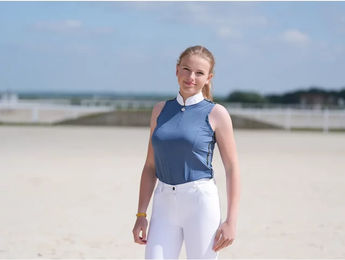 Produktbild von Le Sabotier Manon Ärmelloses Reit-Poloshirt für Damen in Blau Grösse XS