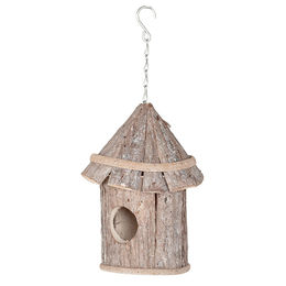 LebensWohnArt Vogelhaus LOMELIA-2 Rundes Nistkästchen aus Holz für Wildvögel Braun H27cm – Bild 1 von 5