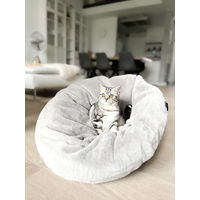 Produktbild von Lebon Bella Katzenhöhle Katzenbett in Grau mit Cord-Optik und Plüsch