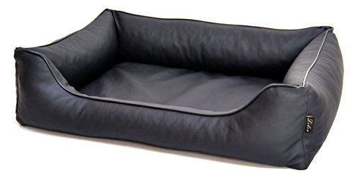 Lebon Hundebett Bruno aus Kunstleder Schwarz 80 x 60 cm – Bild 1 von 3
