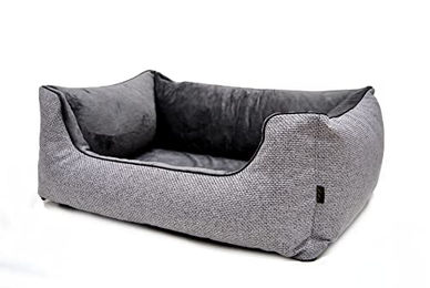 Lebon Hundebett Louis Plus Orthopädisches Memory Foam Hundebett mit hohem Rand in Grau oder Silber – Bild 1 von 3