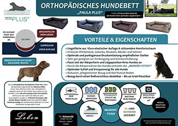Lebon Hundebett Paula Plus Schwarz Orthopädisch Größe L mit Oxford-Gewebe und Reißverschluss – Bild 1 von 4