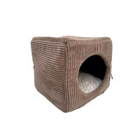 Produktbild von Lebon Katzenhöhle Cubo Kuschelhöhle aus Cord in Braun 40 x 40 cm
