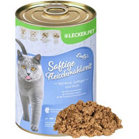 Produktbild von Lecker.Pet Emily's Saftige Fleischmahlzeit Katzen Nassfutter mit Rind, Geflügel & Seelachs, Stückchen in Sauce, Adult, 6 x 400 g - 6 x 400 g