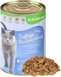 Lecker.Pet Emily's Saftige Fleischmahlzeit Katzenfutter Nassfutter Rind Huhn Sensitive Adult 12 x 400 g - 12 x 400 g – Bild 1 von 8