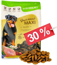 Lecker.Pet Gino's Adult Maxi Hundefutter Trockenfutter mit Huhn Getreidefrei 4 kg - 4 kg – Bild 1 von 8