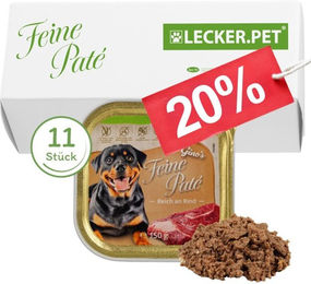 Lecker.Pet Gino's Feine Paté Rind Hundefutter Nassfutter Getreidefrei 11 x 150 g - 11 x 150 g – Bild 1 von 9