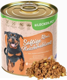 Lecker.Pet® Gino's Saftige Fleischmahlzeit Huhn & Kartoffeln Hundefutter Nassfutter Adult Stückchen in Sauce 6 x 800 g - 6 x 800 g – Bild 1 von 8