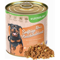 Produktbild von Lecker.Pet® Gino's Saftige Fleischmahlzeit Huhn & Kartoffeln Hundefutter Nassfutter Adult Stückchen in Sauce 6 x 800 g - 6 x 800 g