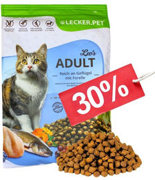 Lecker.Pet Leo's Adult Katzenfutter Trockenfutter Geflügel & Forelle getreidefrei und zuckerfrei 2,5 kg - 2,5 kg – Bild 1 von 9