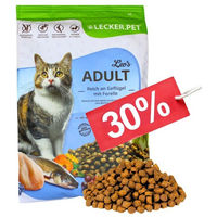 Produktbild von Lecker.Pet Leo's Adult Katzenfutter Trockenfutter Geflügel & Forelle getreidefrei und zuckerfrei 2,5 kg - 2,5 kg