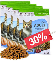 Lecker.Pet Leo's Adult Katzenfutter Trockenfutter Geflügel und Forelle getreidefrei und zuckerfrei 10 kg - 10 kg – Bild 1 von 10