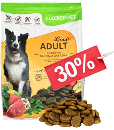Lecker.Pet Luna's Adult Hundefutter Trockenfutter Strauß mit Kartoffel und Apfel getreidefrei 4 kg - 4 kg – Bild 1 von 9