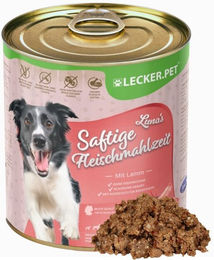 Lecker.Pet Luna's Saftige Fleischmahlzeit mit Lamm Hundefutter Nassfutter Adult 12 x 800 g mit hohem Fleischanteil - 12 x 800 g – Bild 1 von 8