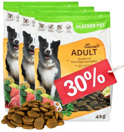 Lecker.Pet Lyra Pet Luna's Adult Hundefutter Trockenfutter Strauß mit Kartoffel und Apfel getreidefrei monoprotein 12 kg - 12 kg – Bild 1 von 9