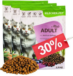 Lecker.Pet Mia's Adult Katzenfutter Trockenfutter Geflügel und Lachs getreidefrei 7,5 kg - 7,5 kg – Bild 1 von 10