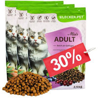 Produktbild von Lecker.Pet Mia's Adult Katzenfutter Trockenfutter Geflügel und Lachs getreidefrei 7,5 kg - 7,5 kg