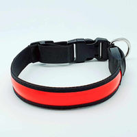 Produktbild von LED Hundehalsband mypfote.com aus Nylon mit Akku, wasserabweisend, Rot, Größe L (50-60cm)