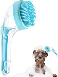 Ledander 2-in-1 Hundebadebürste aus Silikon mit integriertem Shampoo-Spender in Blau für alle Felltypen – Bild 1 von 2