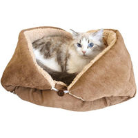 Produktbild von Ledander 3 in 1 Hundebett und Katzenkissen aus Plüsch, faltbar und waschbar, Braun