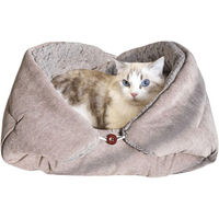 Produktbild von Ledander 3 in 1 Tierbett für Hunde und Katzen, faltbares und waschbares Beruhigungskissen aus Plüsch, Grau