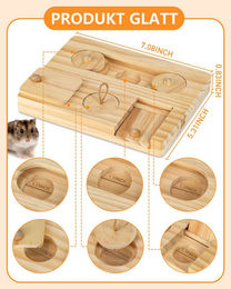Ledander 6-in-1 Interaktives Holzspielzeug für Kleintiere als Futtersuchspielzeug für Meerschweinchen Kaninchen Chinchillas und Mäuse aus Naturholz – Bild 1 von 4
