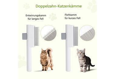 Ledander Fellbürste und Zeckenkamm Set für Katzen aus Edelstahl in Grün und Weiß – Bild 1 von 2