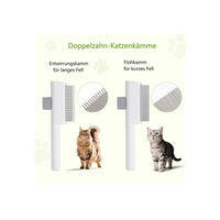 Produktbild von Ledander Fellbürste und Zeckenkamm Set für Katzen aus Edelstahl in Grün und Weiß