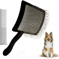Produktbild von Ledander Fellbürsten Set für Hunde und Katzen aus Metall in Schwarz zur Entfernung von Knoten und losem Haar