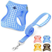 Produktbild von Ledander Hundegeschirr und Leine Set Blau mit atmungsaktivem Mesh und reflektierendem Sicherheitsgeschirr für erwachsene Hunde