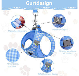 Ledander Hundegeschirr und Leine Set Blau mit atmungsaktivem Mesh und reflektierenden Elementen für Hunde – Bild 1 von 3