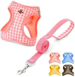 Ledander Hundegeschirr und Leine Set Rosa aus atmungsaktivem Mesh mit gepolsterter Weste und Reflektoren für kleine Hunde – Bild 1 von 5
