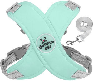 Produktbild von Ledander Hundegeschirr und Leinen-Set aus Polyester mit verstellbarem X-förmigem Anti-Zug-Y-Geschirr für kleine, mittlere und sehr kleine Hunde sowie Welpen