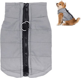 Ledander Hundejacke Wasserdichte Winterjacke für kleine Hunde und Katzen mit Fleece und Reißverschluss Grau – Bild 1 von 5