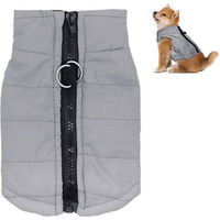 Produktbild von Ledander Hundejacke Wasserdichte Winterjacke für kleine Hunde und Katzen mit Fleece und Reißverschluss Grau
