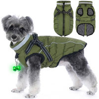 Produktbild von Ledander Hundemantel wasserdicht mit Fleece-Futter und Reflektoren in Grün für kleine mittelgroße und große Hunde