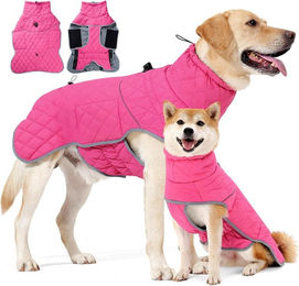 Ledander Hundemantel Wintermantel für erwachsene Hunde Rosa Wasserdicht mit Fleece und D-Ring Größe XL – Bild 1 von 5