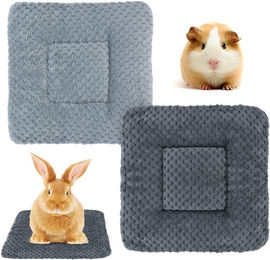 Ledander Hundematte und Decken aus Fleece für Kaninchen, Meerschweinchen und Kleintiere 2er-Set 31x21cm Grau und Rosa – Bild 1 von 5