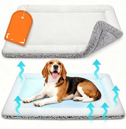Ledander Hundematte und Katzenbett Grau wendbares Thermo-Kissen aus Plüsch für Hunde und Katzen – Bild 1 von 3