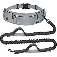 Produktbild von Ledander Joggingleine für Hunde mit Bauchgurt und Gürteltasche, reflektierend, Grau, Nylon