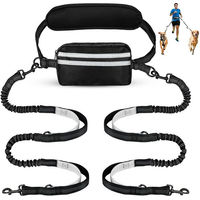 Produktbild von Ledander Joggingleine Set für Hunde mit Bauchgurt und Gürteltasche, reflektierend, Schwarz