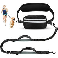 Produktbild von Ledander Joggingleine Set für Hunde mit Bauchgurt und Gürteltasche, Reflektierend, Schwarz