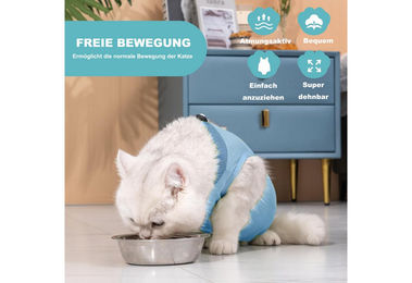 Ledander Katzen-Bodysuit für OP-Genesung und Kastration aus atmungsaktivem Stoff für erwachsene Katzen in Größe S – Bild 1 von 4