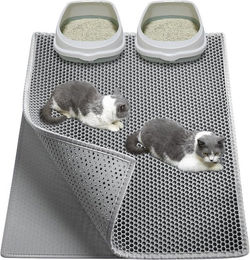 Ledander Katzenecktoilette EVA Katzenstreumatte mit doppeltem Waben-Design in Grau – Bild 1 von 5