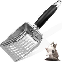 Ledander Katzenstreu-Schaufel aus Edelstahl in Silber für Katzen – Bild 1 von 4