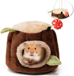Ledander Kleintier-Hängematte aus Plüsch als Kuschelsack für Meerschweinchen, Hamster und Zwergkaninchen in Braun Größe M – Bild 1 von 3